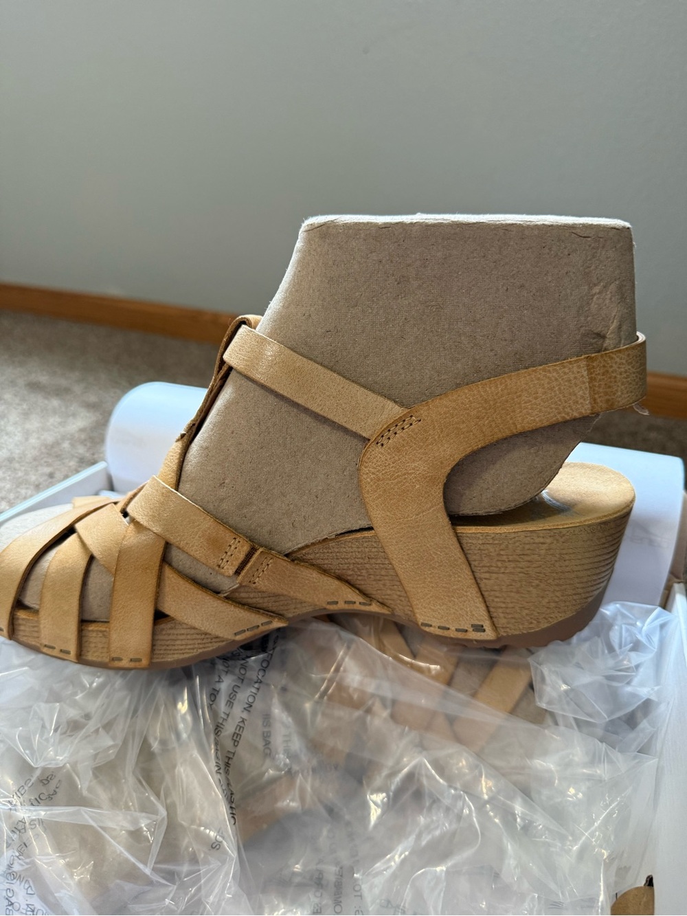 Dansko Tan Leather Wedge Sandals